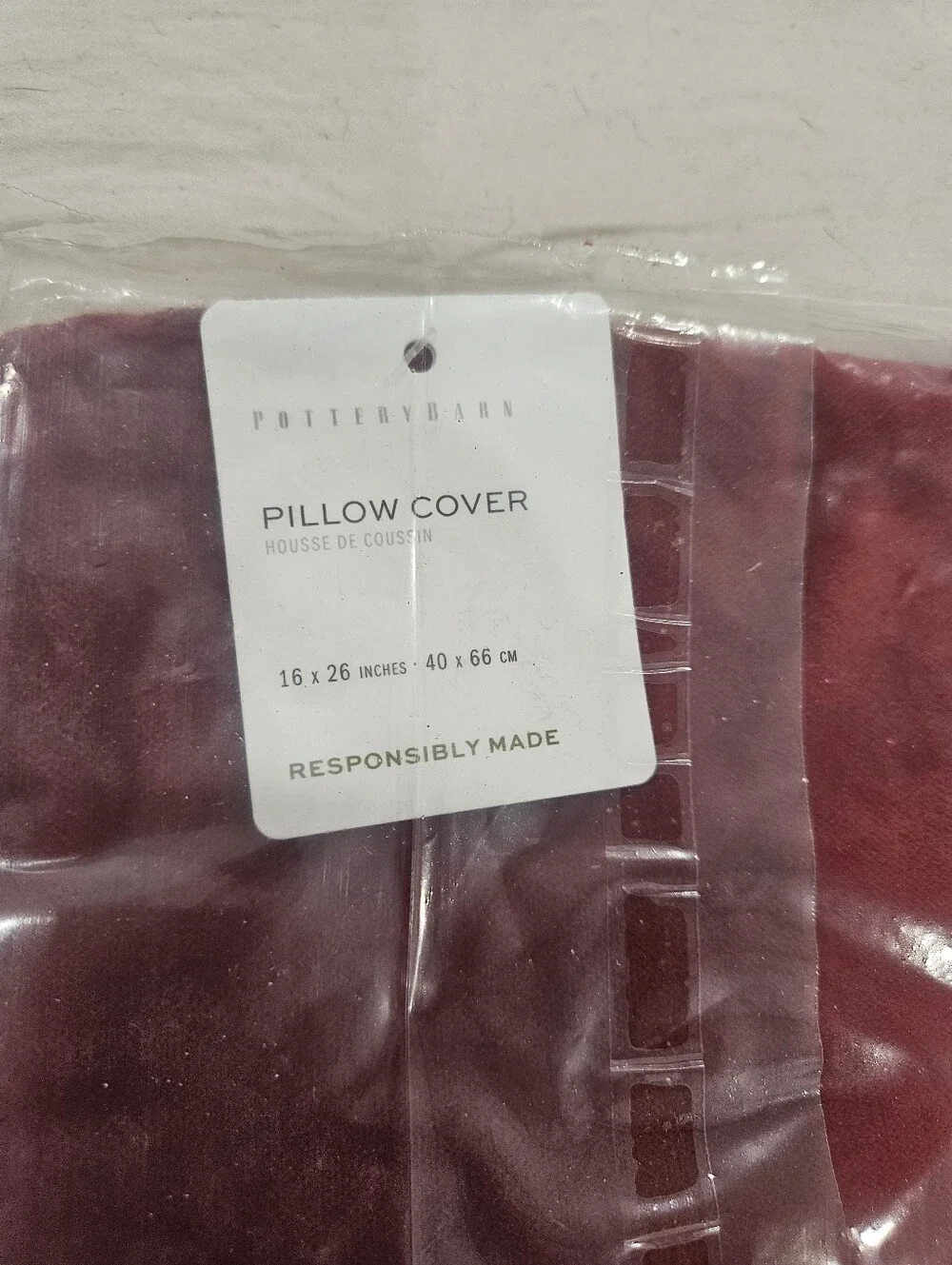 Pottery Barn Cream Holiday Pillow with Red Script